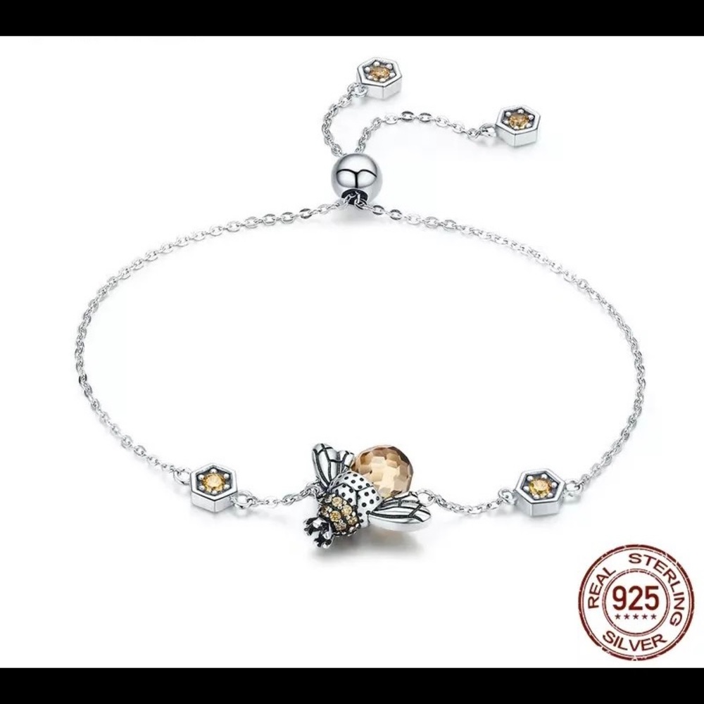 Dancing Honey Bee Sterling Silver Bracelet.
